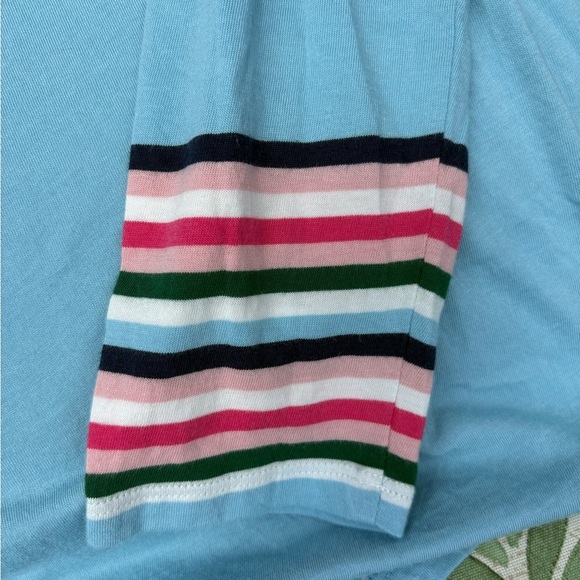 Boden | light Blue Striped Cuff Long Sleeve Boat Neck Tee, Large - Picture 3 of 8